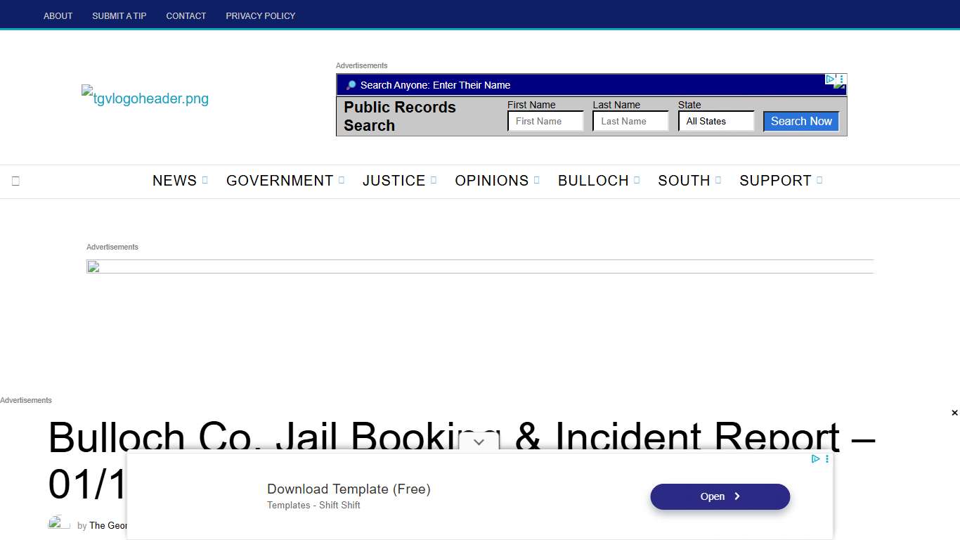 Bulloch Co. Jail Booking & Incident Report – 01/15/26 • The Georgia Virtue