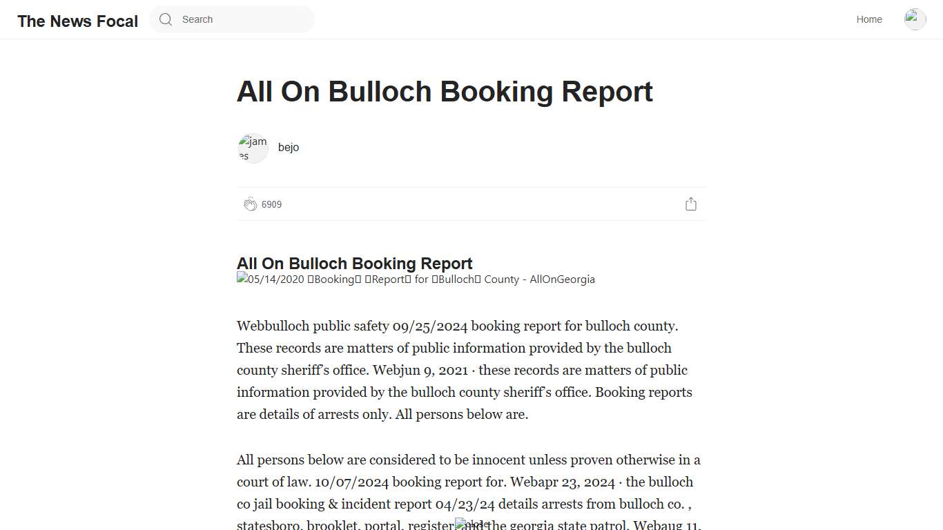 All On Bulloch Booking Report