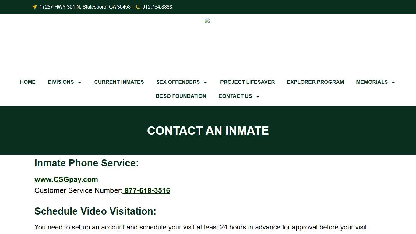 Contact an Inmate - Bulloch County Sheriff's Office